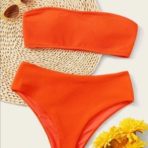 ✿ High Waisted Orange Bandeau Bikini ✿